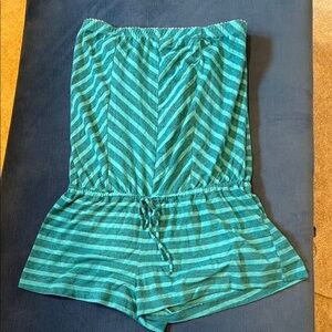Striped Teal Lucky Brand Romper or Swimsuit Coverup